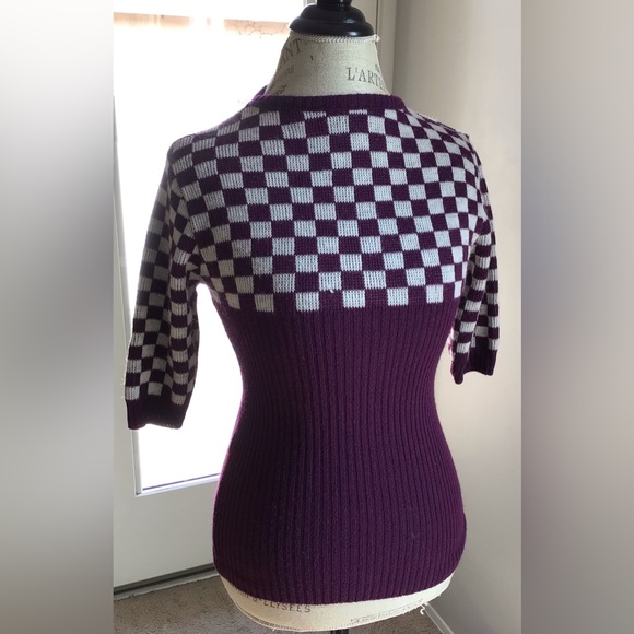 Vintage purple checkered sweater size M - Picture 1 of 5